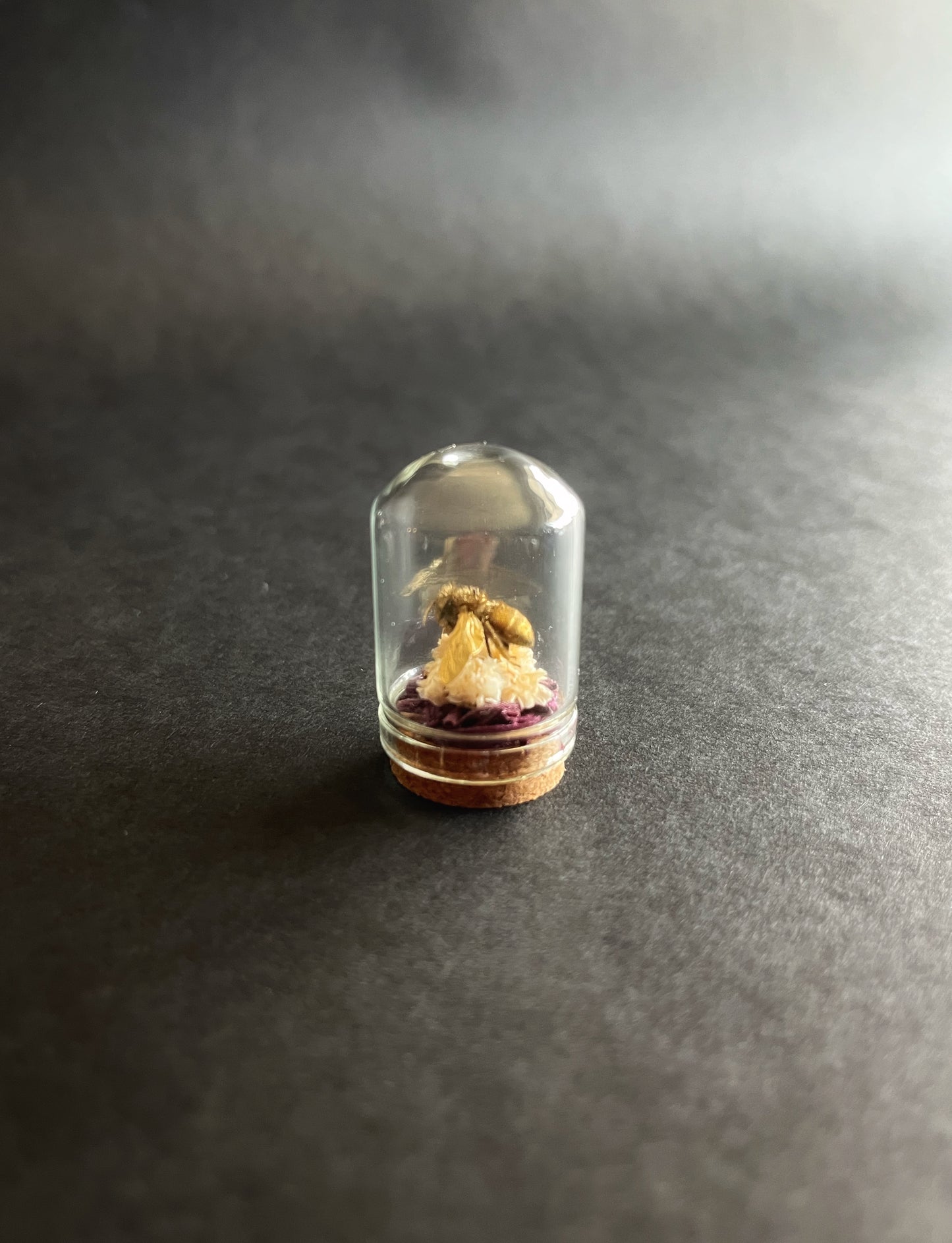 Gold Bee in Tiny Glass Dome